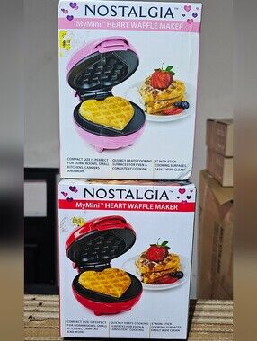 Nostalgia MyMini Heart Waffle Maker - Pink and Red